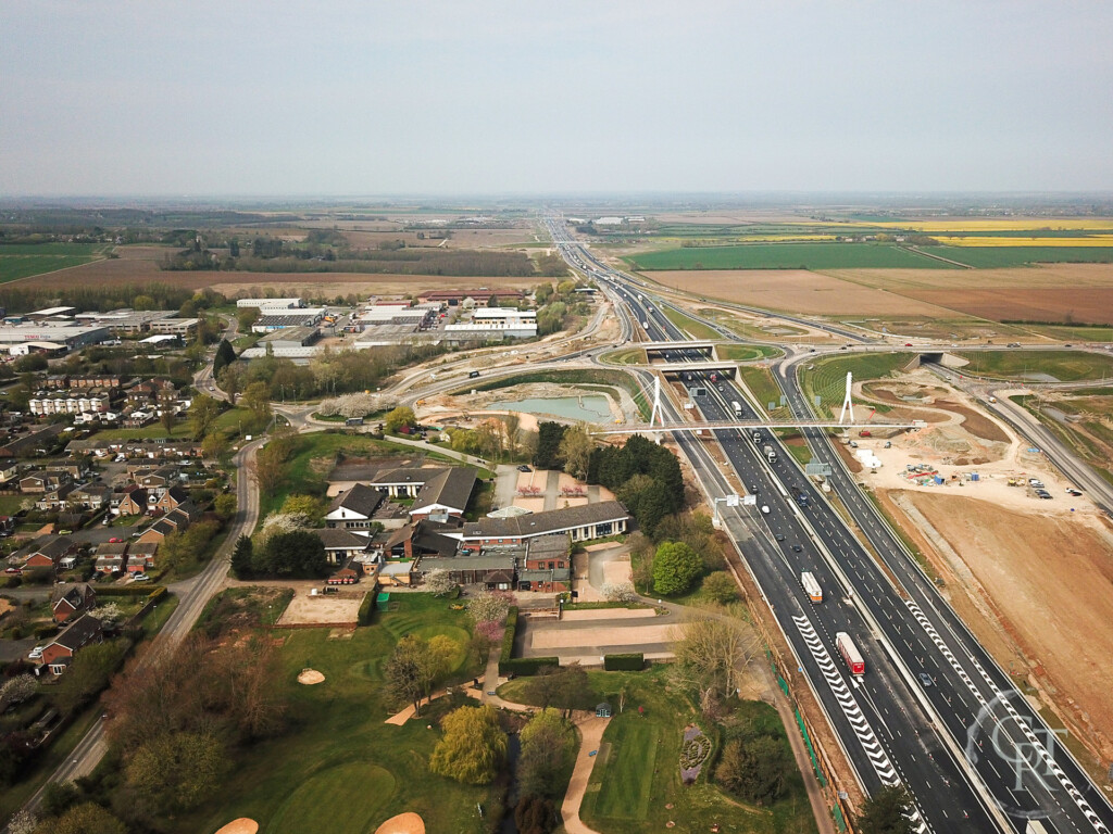 Aerial shot of Bar Hill Cambridge